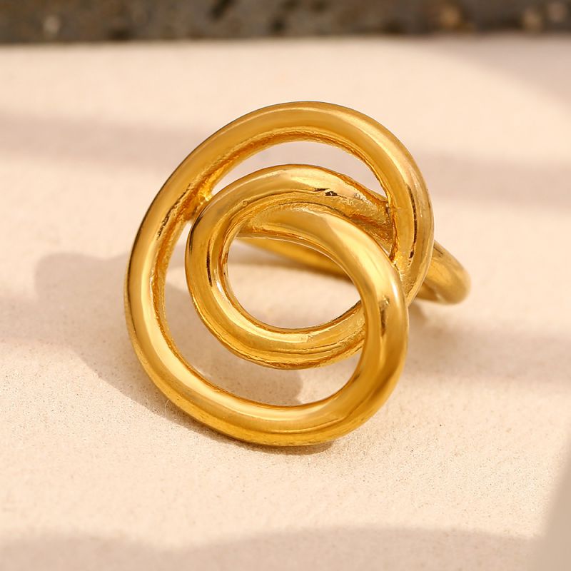 Round Knotted Ring-gold Stainless Steel Round Knot Ring