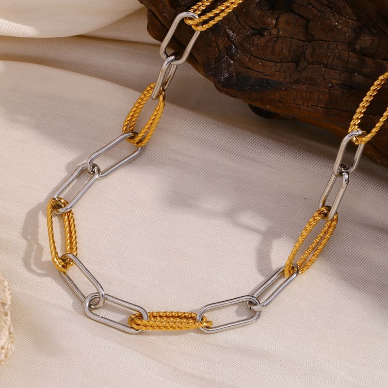 Personalized Paperclip Twist Chain-two Colors Stainless Steel Gold Plated Paper Clip Necklace