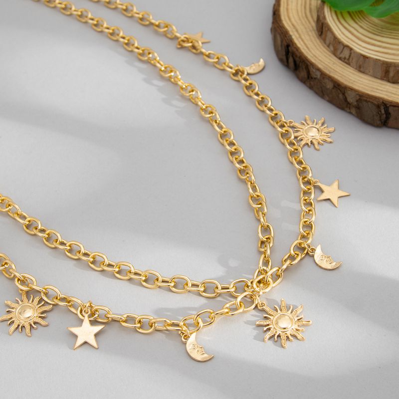Gold Metal Sun And Moon Waist Chain