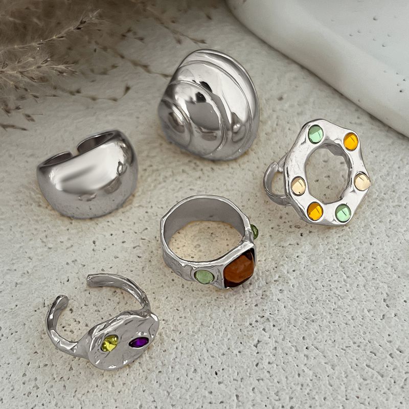 01 Gold Ring Set Alloy Irregular Ring Set