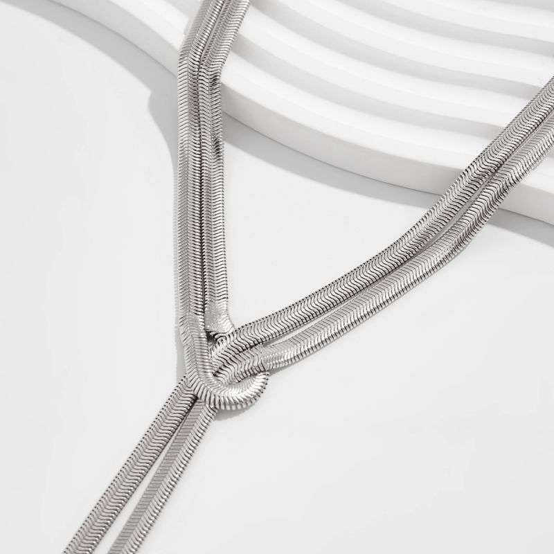 01 Gold Necklace Metal Snake Bone Y-shaped Necklace
