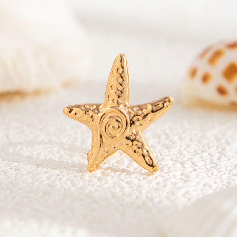 Clip Para Oreja Geométrico De Aleación Con Forma De Flor Estrella De Mar Y Luna