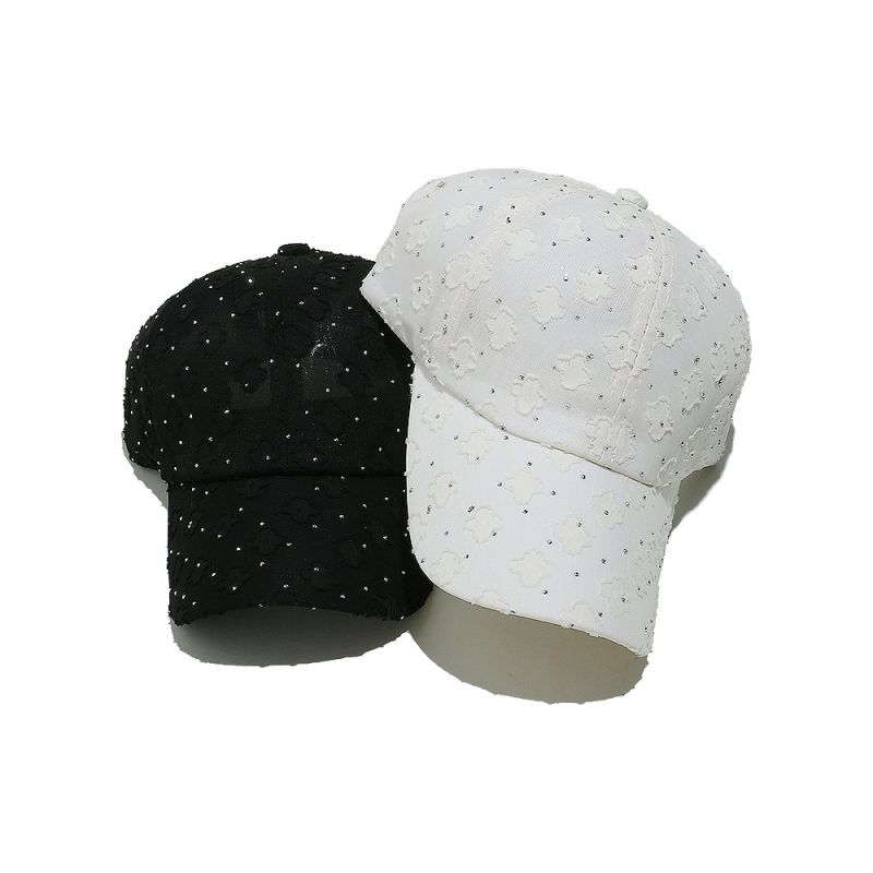 Gorra De Béisbol De Algodón Con Flores De Diamante