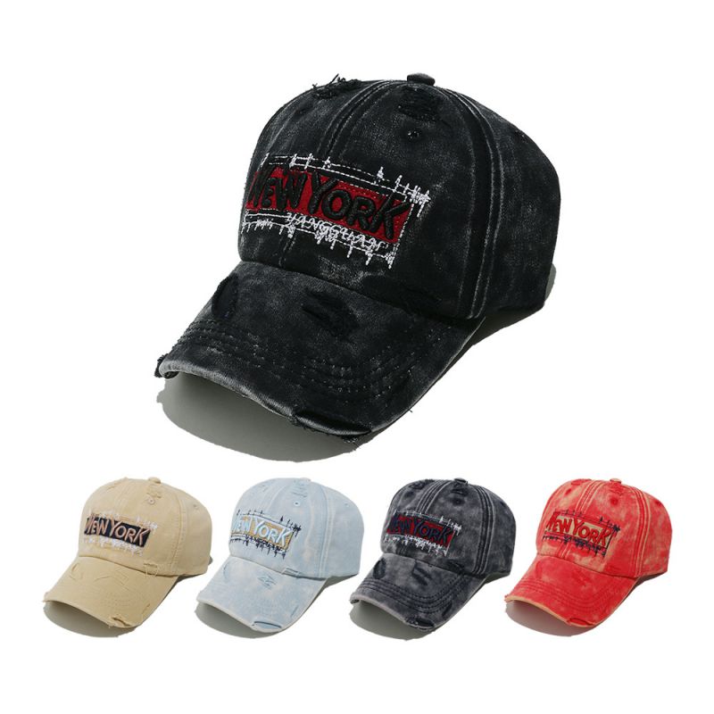 Gorra De Béisbol Bordada Con Efecto Tie-dye Lavada