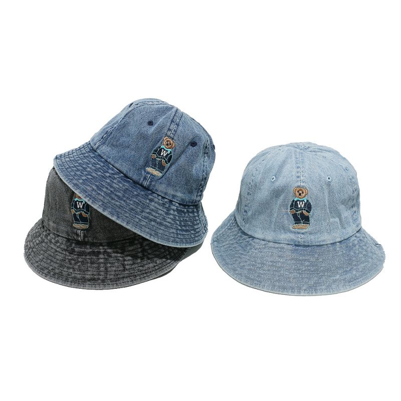 Sombrero De Pescador De Mezclilla Con Bordado De Oso