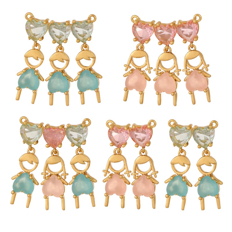 Color Copper Inlaid Zircon Love Heart Accessories For Boys And Girls
