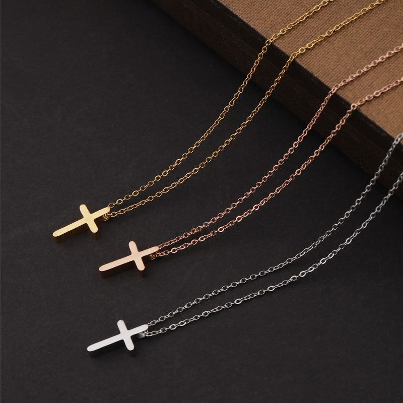 Steel Color 1.5mm45cm (mp001) Titanium Steel Mirror Cross Necklace