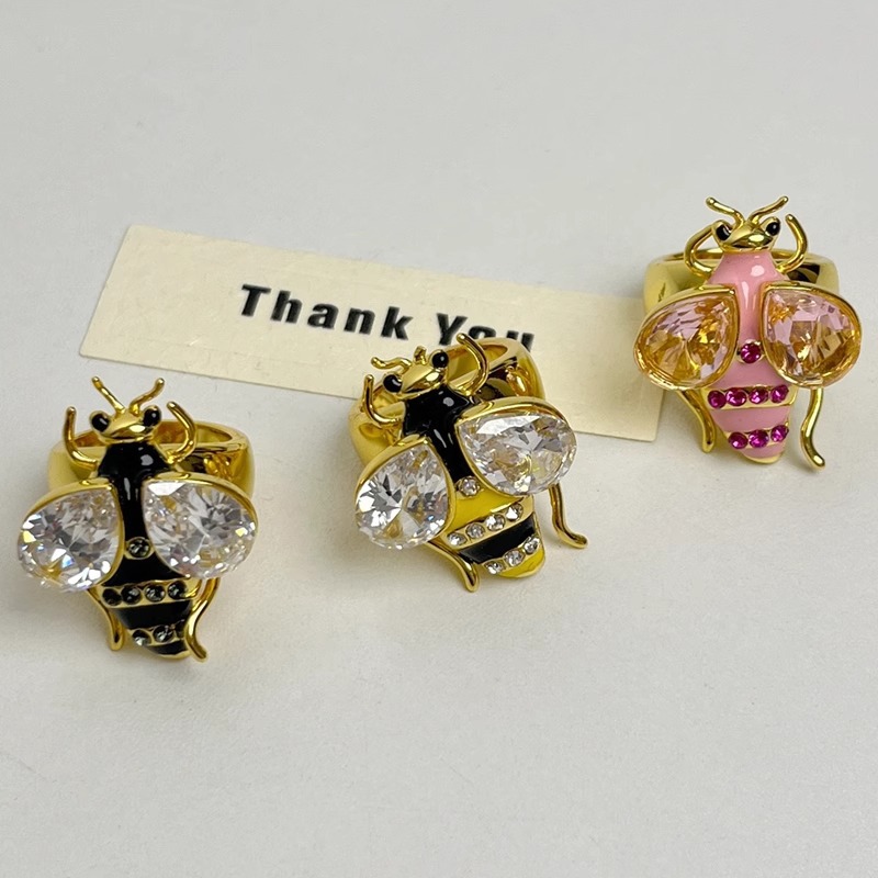 Yellow Crystal Bee Ring