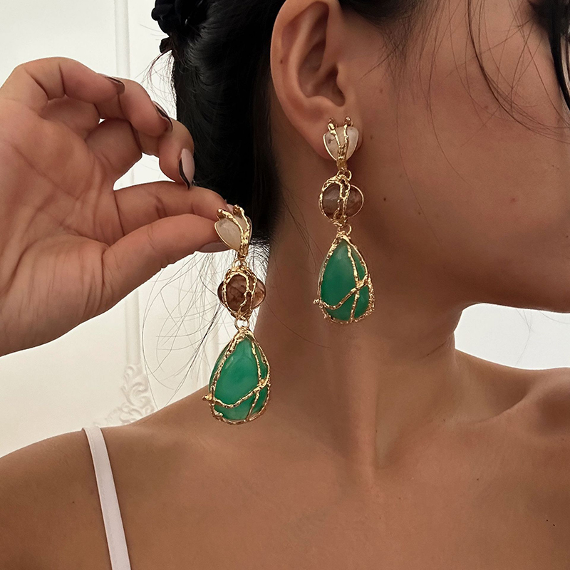 Gold Acrylic Teardrop Earrings