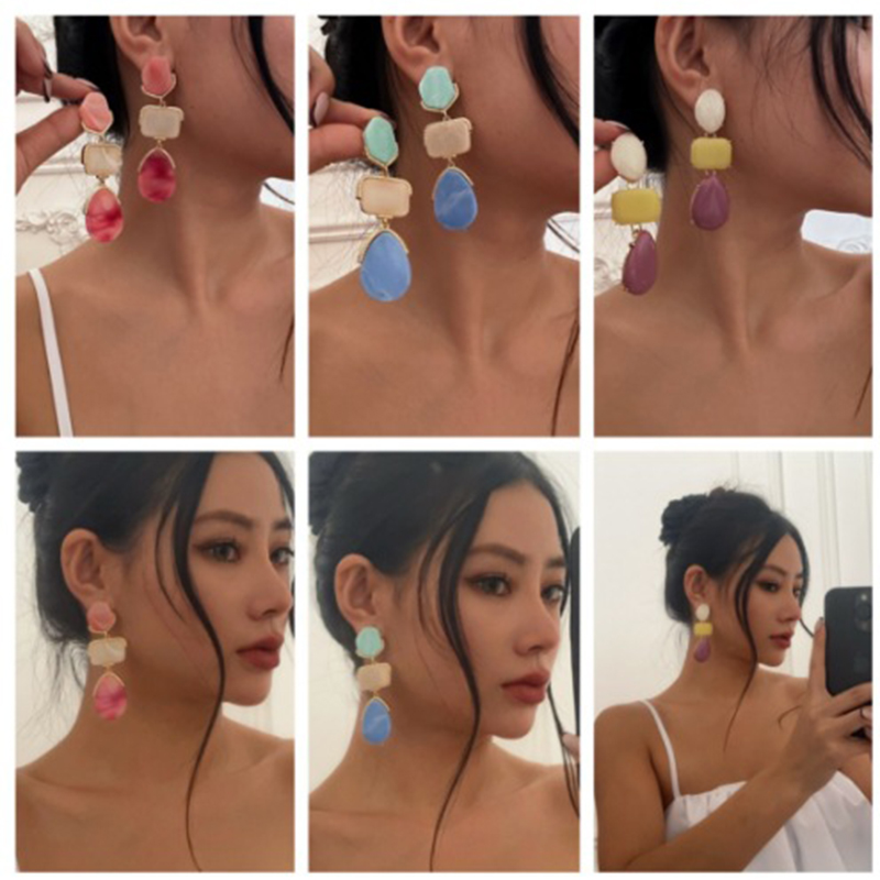 Yellow Resin Teardrop Earrings
