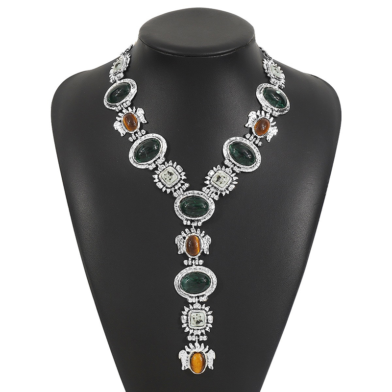 Necklace Oval Resin Y Necklace