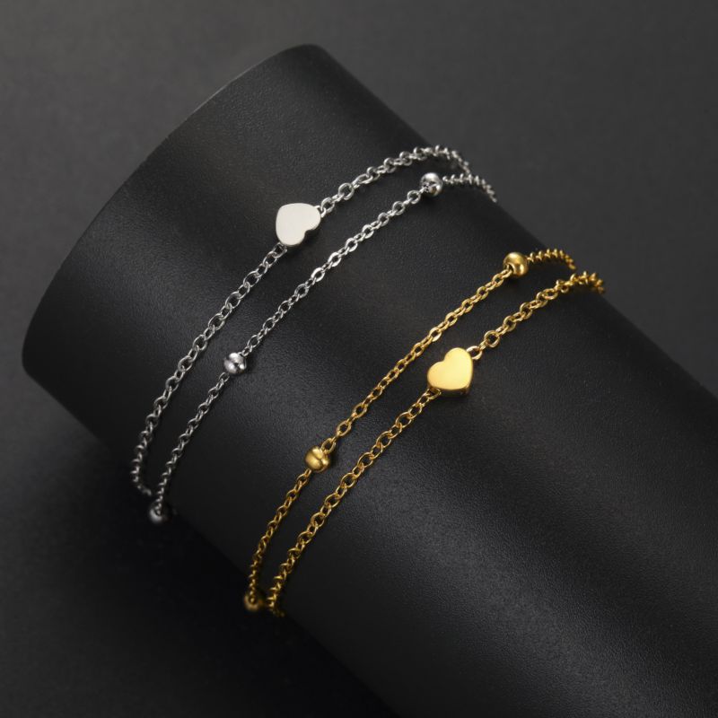 Pulsera De Acero Inoxidable Con Corazón De Doble Capa