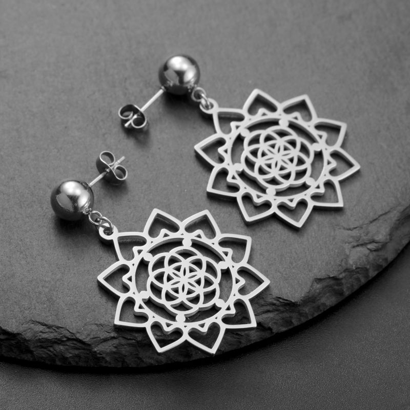 Pendientes De Flores De Acero Inoxidable