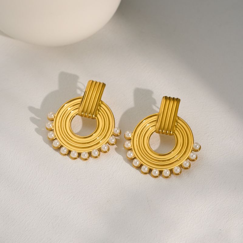 Pendientes De Perlas De Acero Y Titanio
