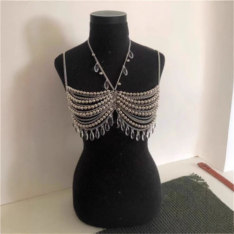 Cadena Corporal Con Cuello Halter Y Cuentas De Varias Capas