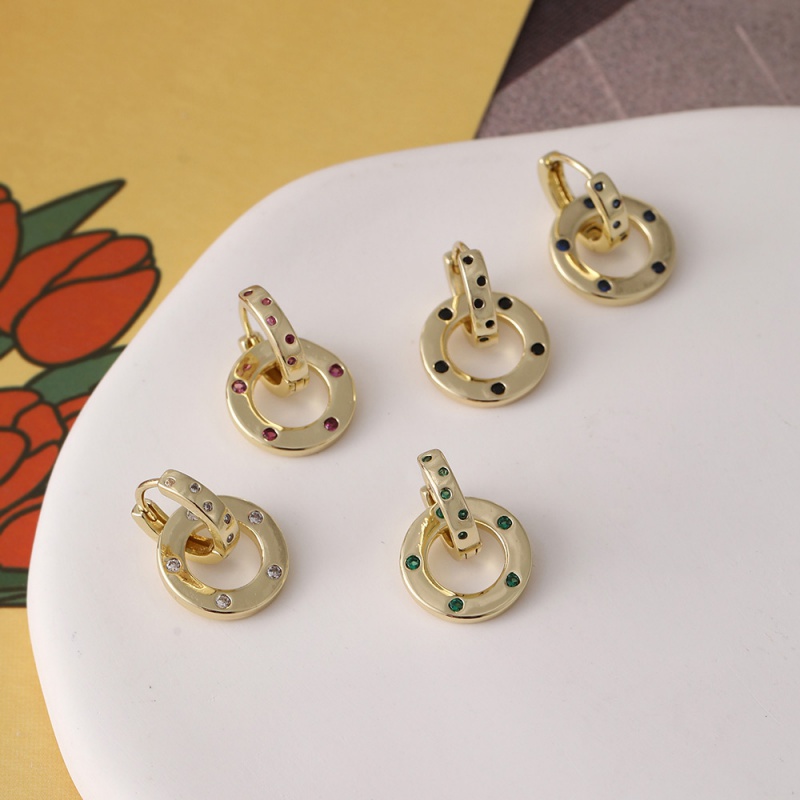 Green Copper Zirconia Hoop Earrings