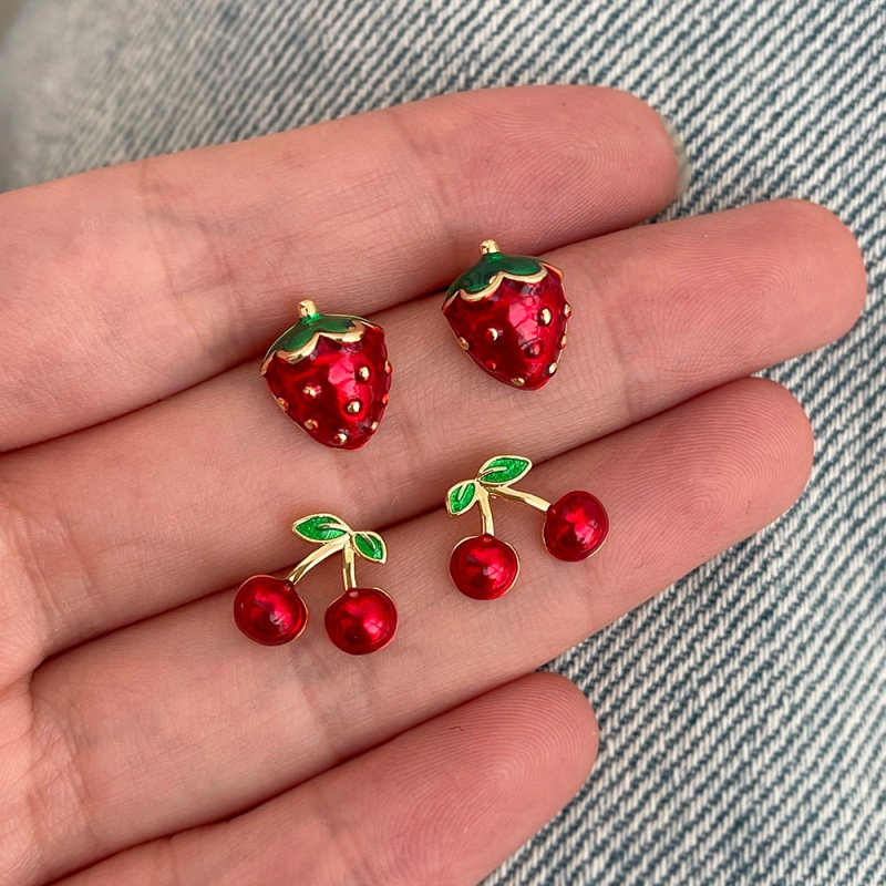 Red 1 Copper Oil Drop Cherry Earrings