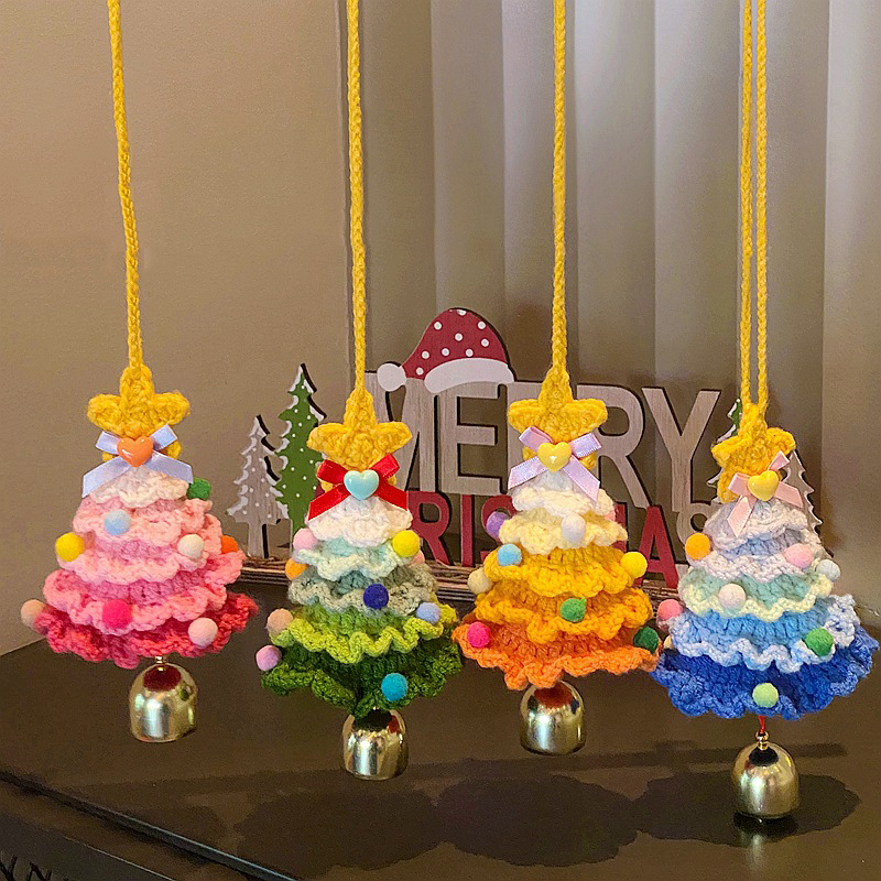 Christmas Tree Bell Pendant (gradient Green) Crochet Christmas Tree Bell Pendant