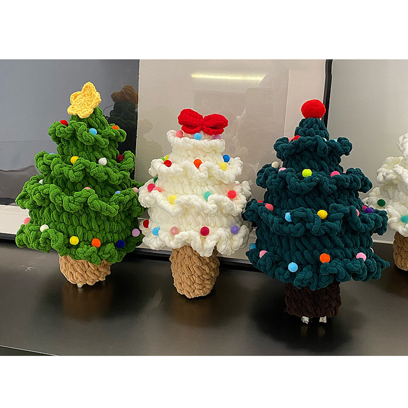 White Wool Ball Finished Product Knitted Christmas Tree