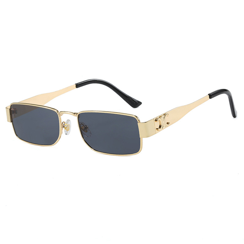 Gold Frame Gray Film Small Square Sunglasses