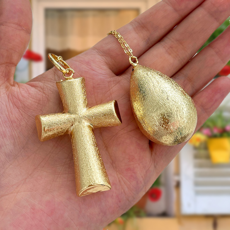 Collar Con Cruz De Cobre Cepillado