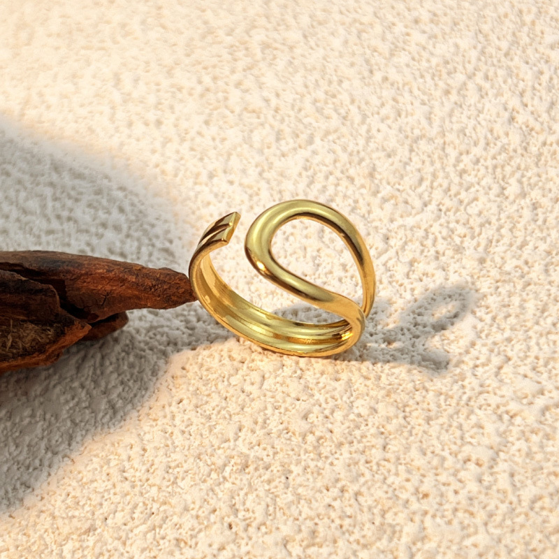 Gold Stainless Steel Hollow Line Ring