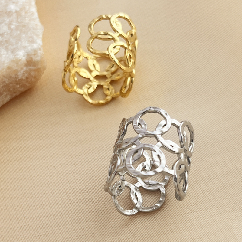 Silver Stainless Steel Hollow Ring