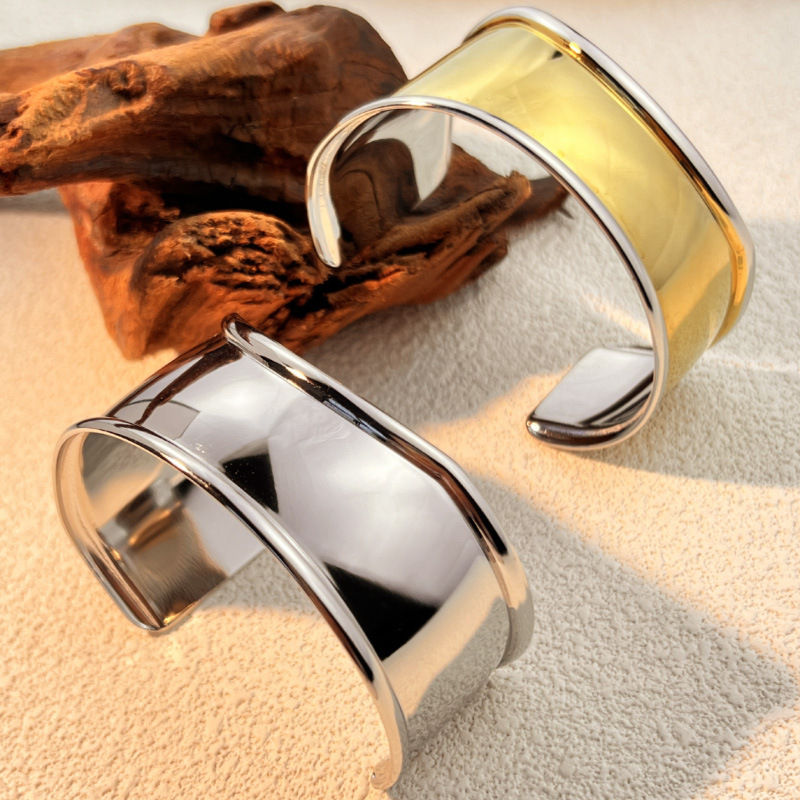 Gold Stainless Steel Irregular Smooth Bracelet