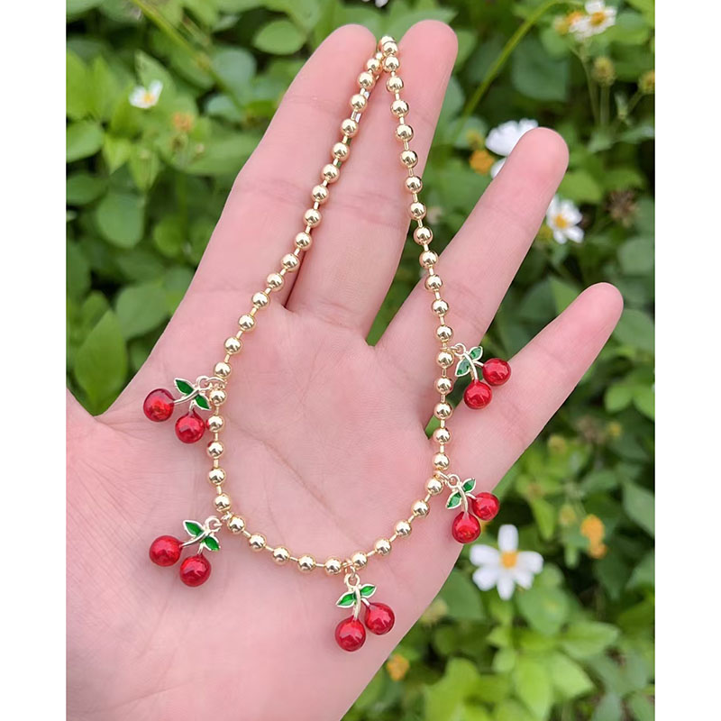 Collar Colgante De Cereza Bañado En Cobre