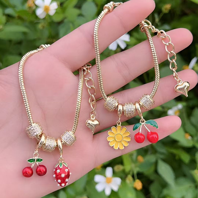 Gold 1 Gold-plated Copper Cherry Strawberry Bracelet
