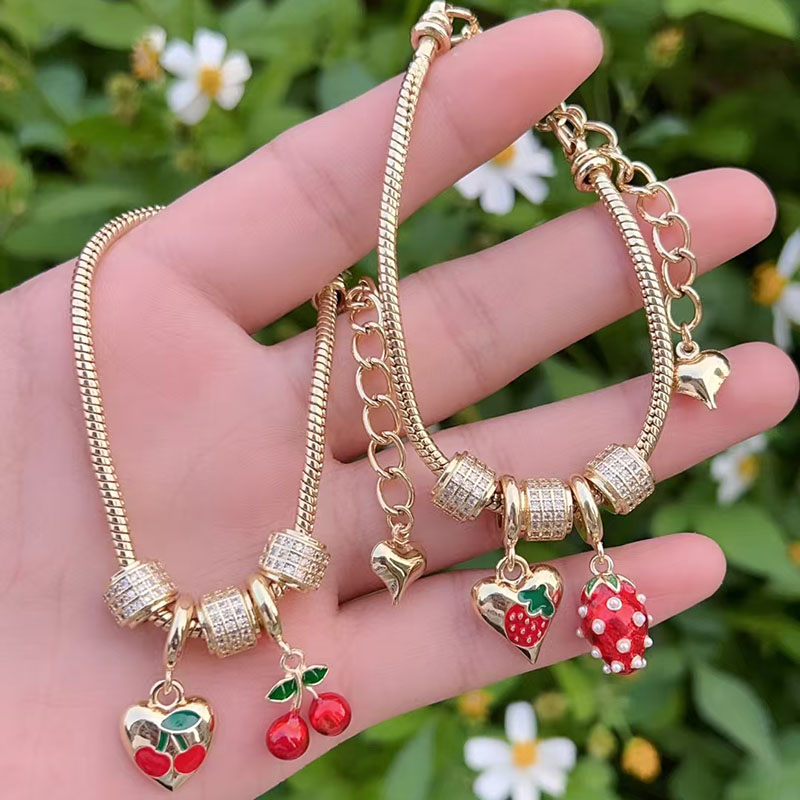 Gold 1 Copper Gold-plated Heart Cherry Bracelet