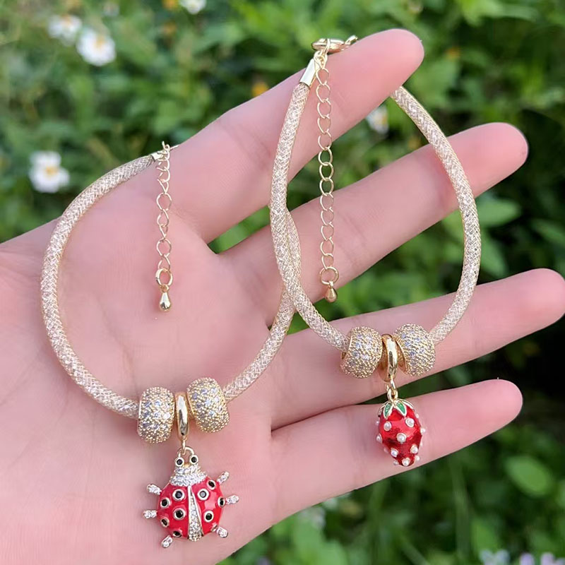Gold 1 Gold-plated Copper And Diamond Insect Bracelet