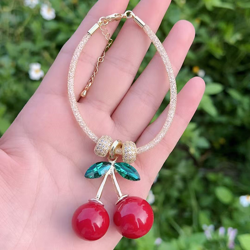 Bracelet Copper Plated Gold And Diamond Cherry Bracelet