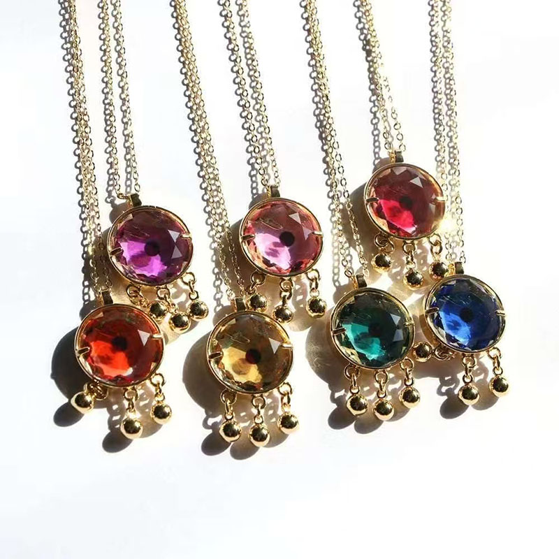 Collar De Ojo Redondo De Cobre Y Diamantes