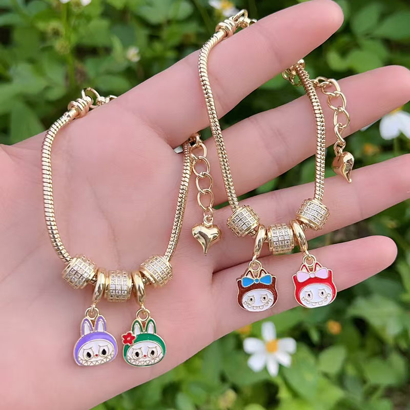 Pulsera De Dibujos Animados De Diamantes Bañada En Oro Y Cobre