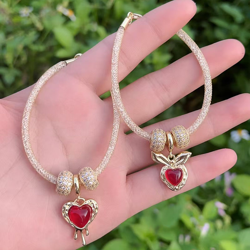 Pulsera De Corazón De Diamantes Bañada En Oro Y Cobre