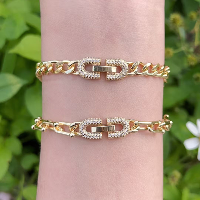 Pulsera De Cadena De Diamantes Bañada En Cobre