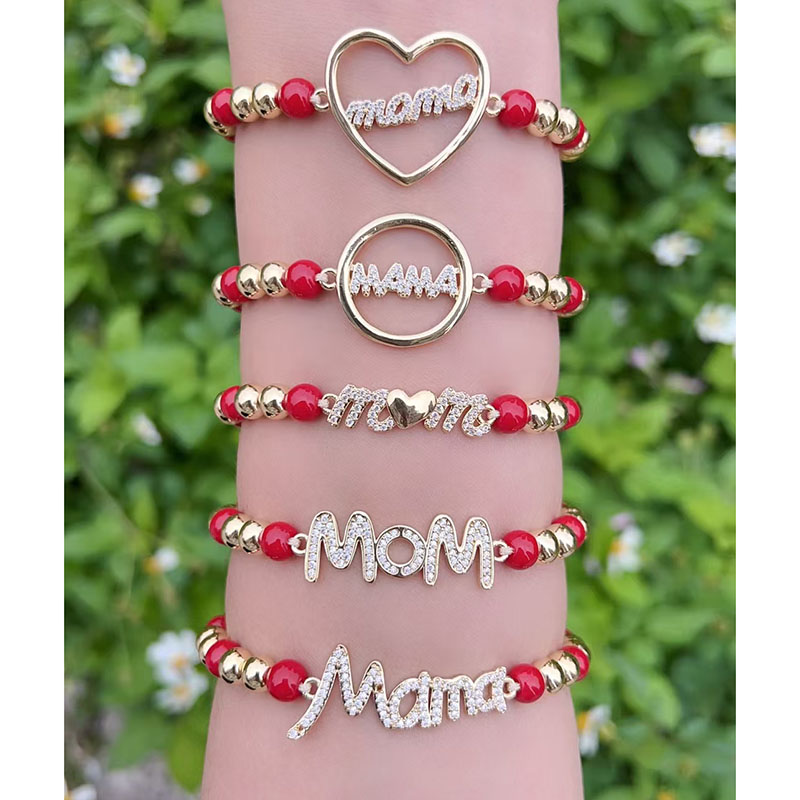 Pulsera Con Letras De Corazón Y Diamantes Bañada En Oro Y Cobre