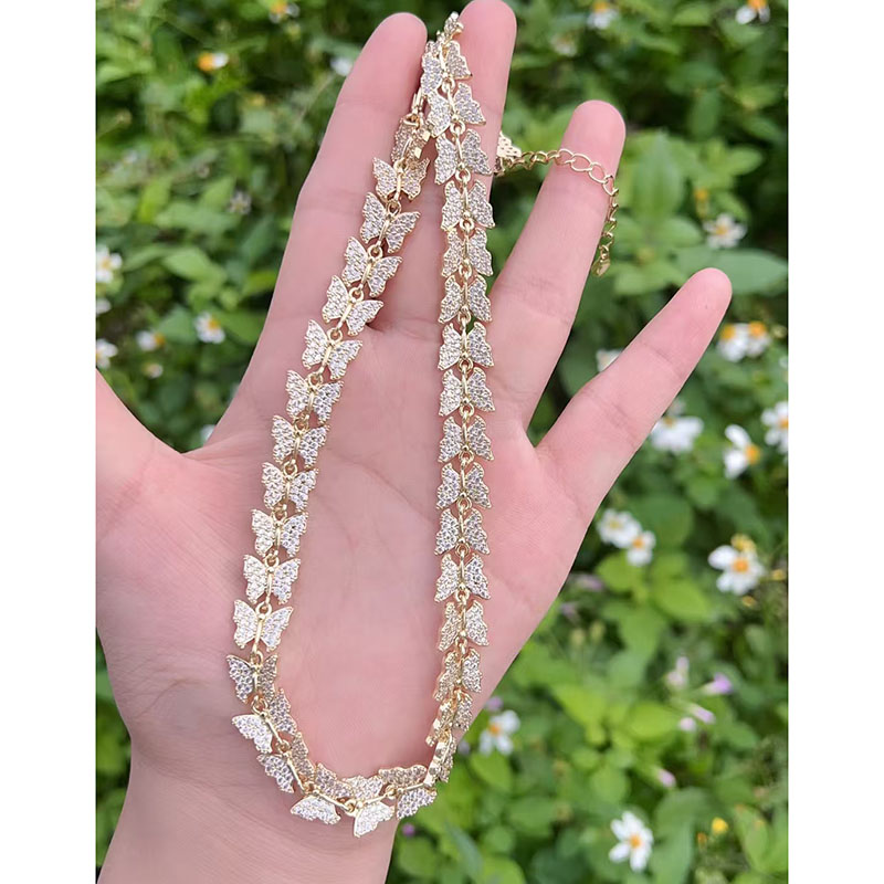 Collar De Mariposa Con Diamantes De Cobre