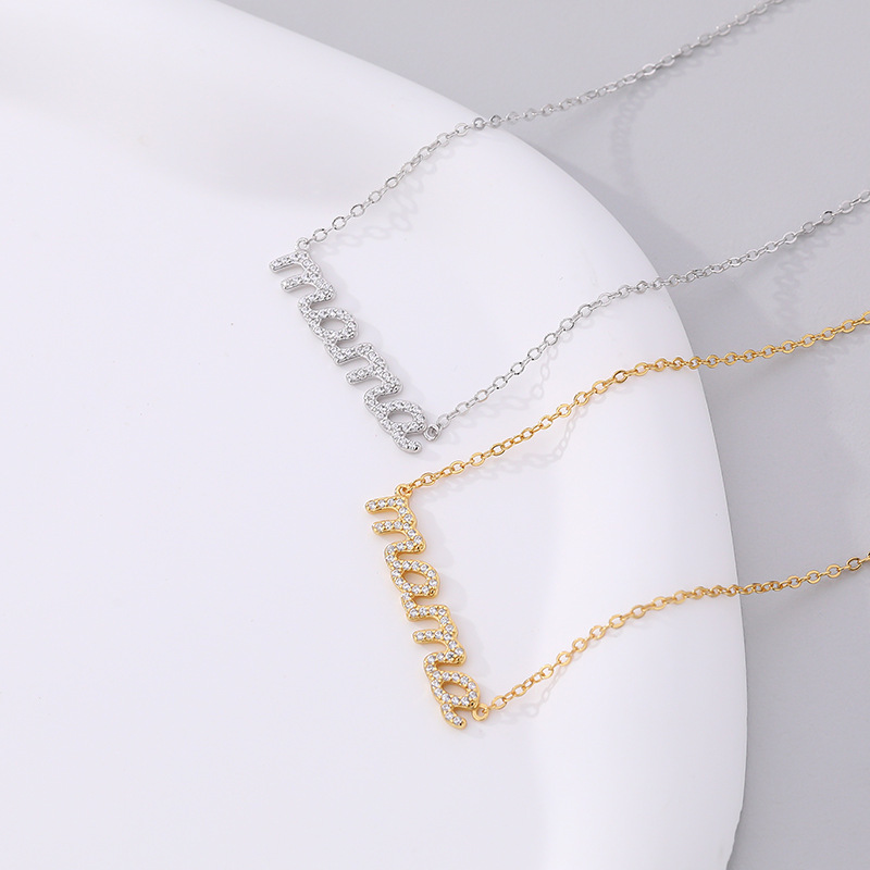 Silver Silver Diamond Letter Necklace