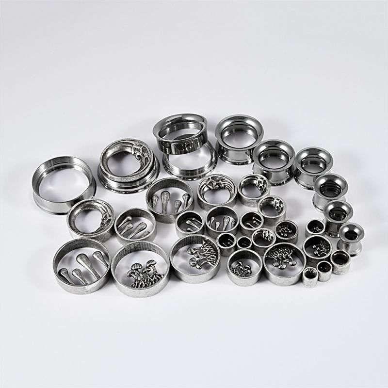 Dilatador De Oreja Geométrico Redondo De Acero Inoxidable (precio Por 2)