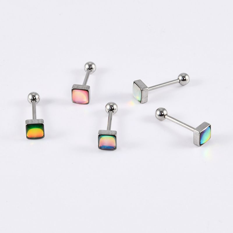 Piercing Para Lengua De Acero Inoxidable Con Forma De Lágrima Forma De Triángulo Geométrico Varilla Recta (precio Por 2 Piezas)