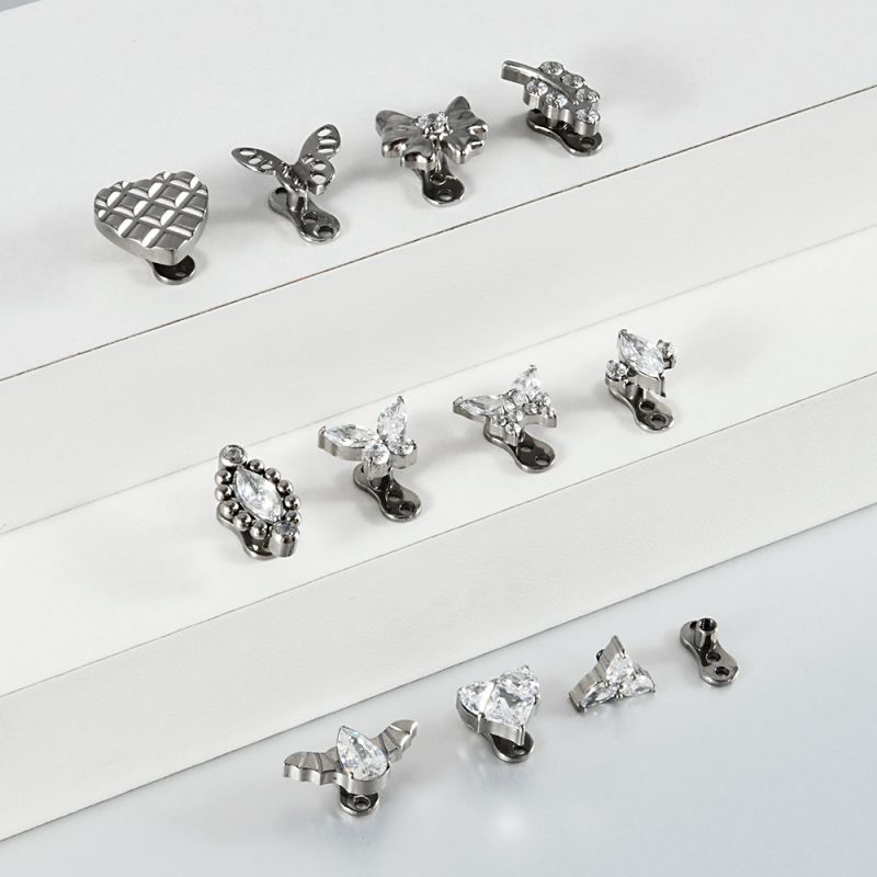 Piercing Para Clavícula Con Forma De Mariposa Corazón Y Diamante De Acero De Titanio (precio Por 2 Piezas)