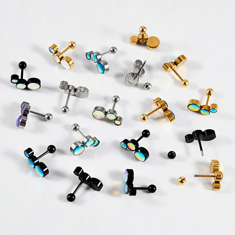 Pendientes De Acero Inoxidable Con Forma Geométrica Redonda (precio De 2)
