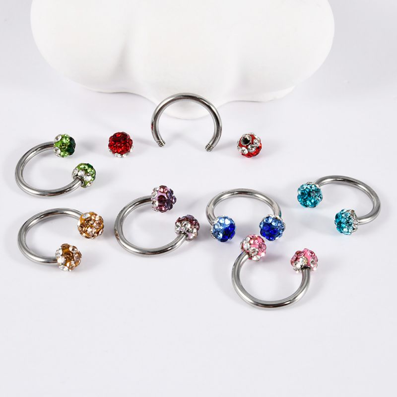 Piercing Para Nariz En Forma De U Con Bola De Diamante Redonda De Acero Inoxidable (precio Por 2 Piezas)