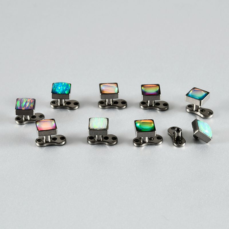 Clavo De Hueso Enterrado Con Perforación En Forma De Gota De Agua Cuadrado Triangular Y Geométrico De Ópalo De Acero De Titanio (precio De 2 Piezas)