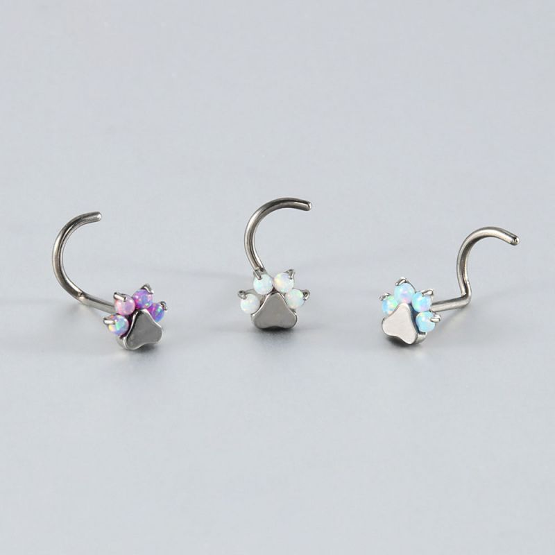 Piercing Para La Nariz Con Huella De Ópalo De Aleación (precio De 2)