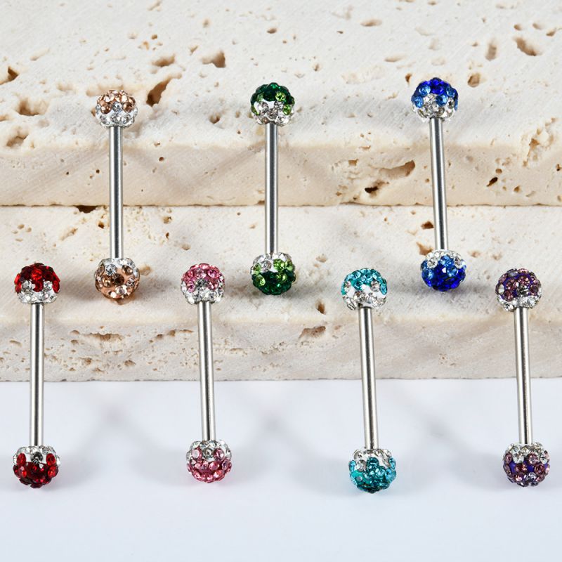 Piercing Para Lengua Con Bola Redonda De Acero Inoxidable (precio Por 2)