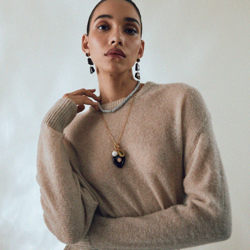 Collar De Perlas De Cobre Con Forma De Corazón De Diamantes