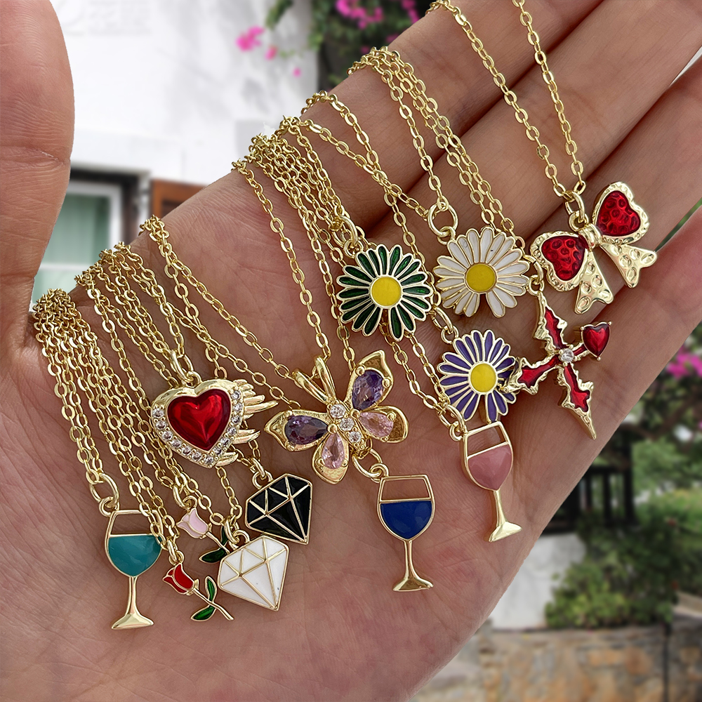 Color Titanium Steel Zirconia Butterfly Necklace